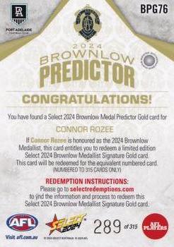 2024 Select AFL Footy Stars - Brownlow Predictor Gold #BPG76 Connor Rozee Back